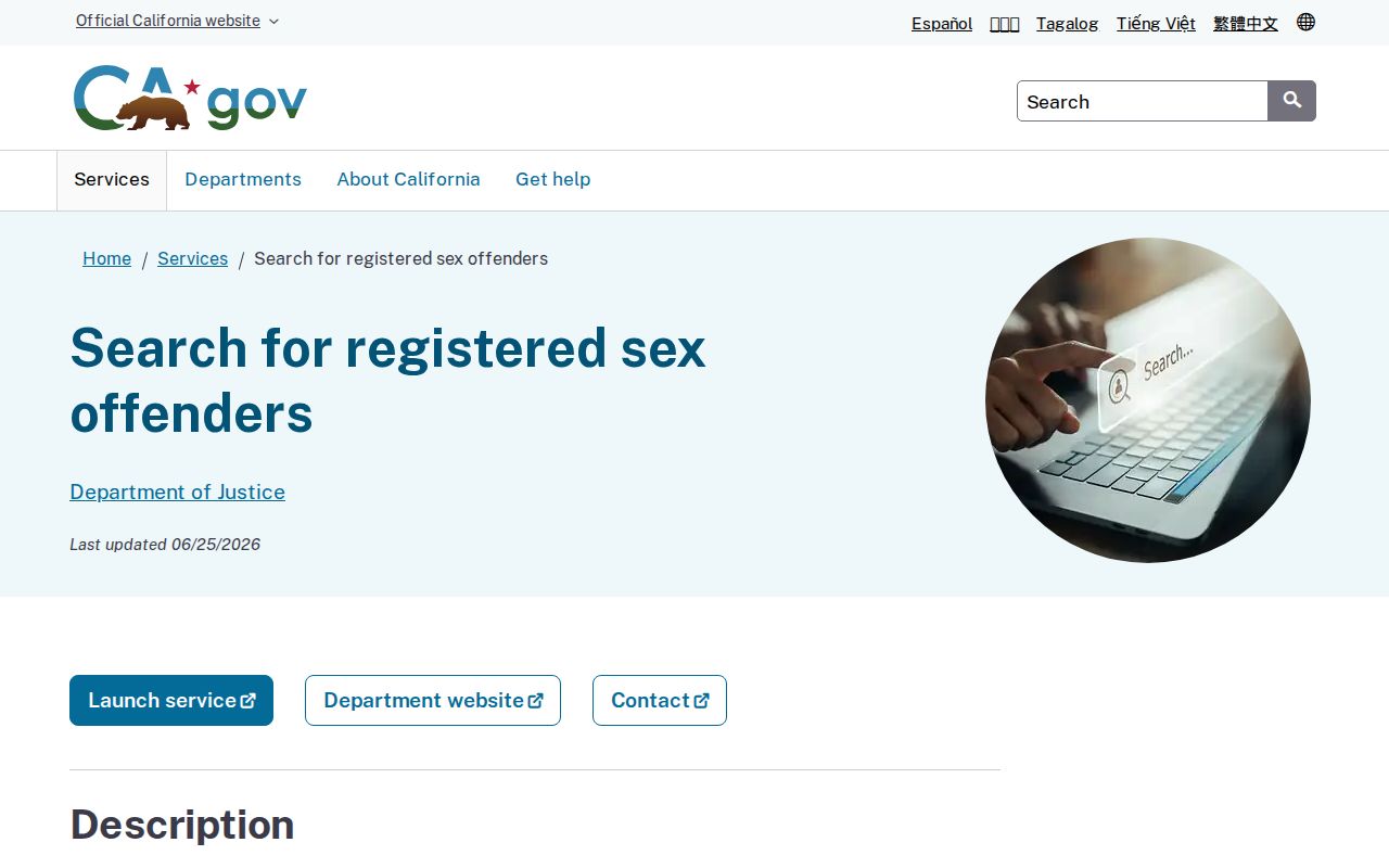San Benito County criminal history: California government registered sex offender search service